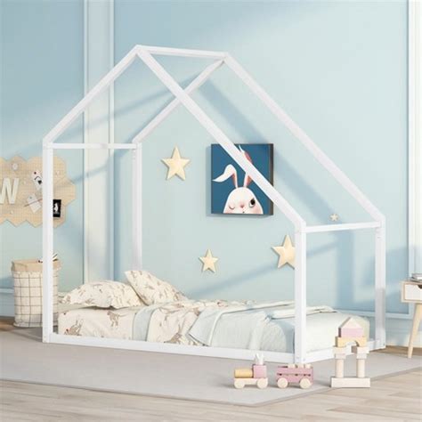 metal frame house target|Twin Size Metal House Bed Kids Bed, White Bed .